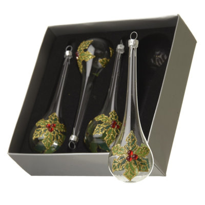 13cm Plaid Glass Holiday Shaped Ornament