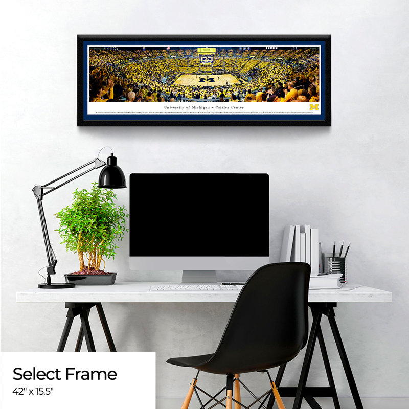 NCAA Michigan Basketball Panoramic Print, Black Floater Framed, 15.5" H x 42" W x 0.88" D