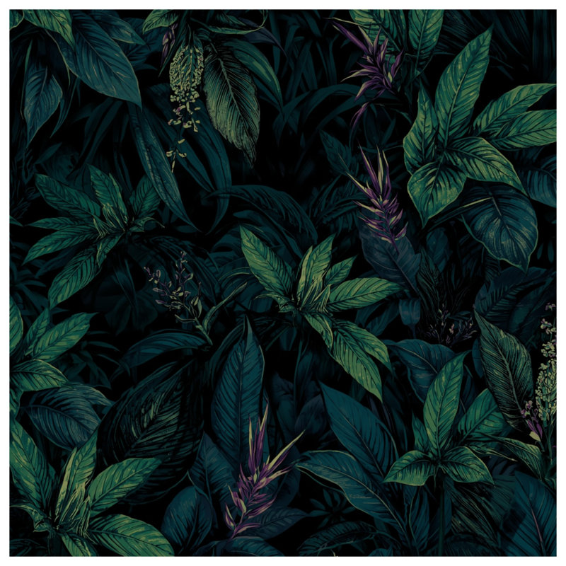 Lush Tropical Foliage Bath Mat, 24in W x 17in L