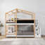 Lit superposé multifonctionnel simple au-dessus de simple, fabrication en bois massif, blanc doux avec accent naturel, solution de jeu et de sommeil pour chambre d'enfant-129769754