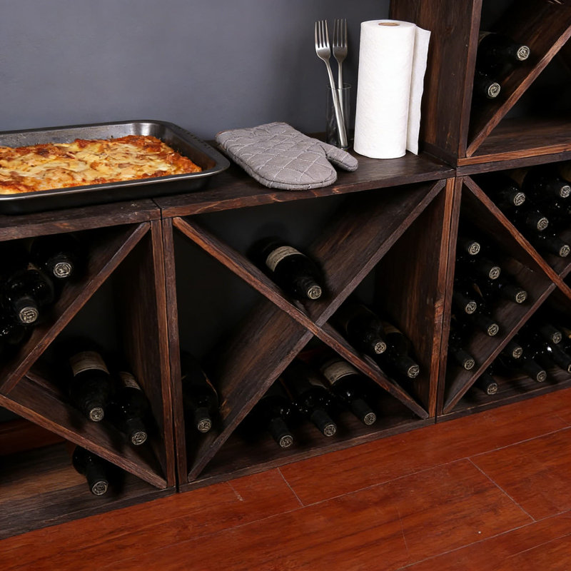 Support à vin empilable en bois pour 24 bouteilles - Armoire à vin de style rétro rustique avec rangement horizontal pour préserver le goût