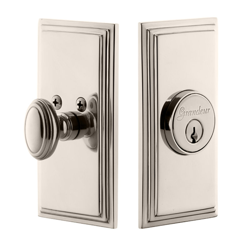 Pêne dormant à cylindre simple Carre, 2.375", Nickel poli