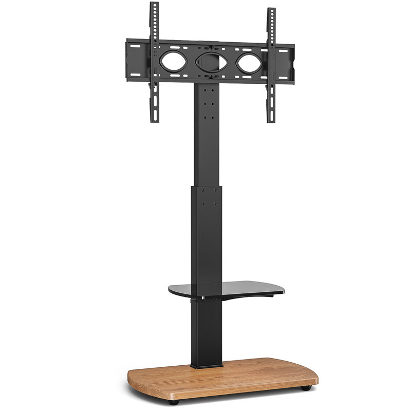 Ainoah Unfinished TV Stand for TVs up to 65", Oak/Black