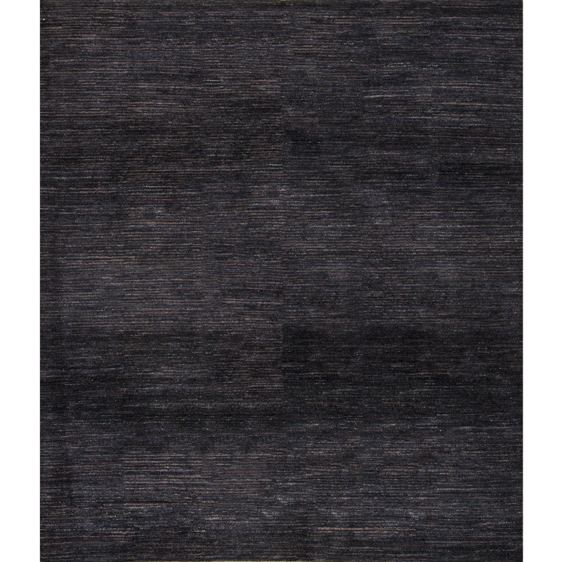 Tapis bleu marine et brun de haute qualité noué à la main