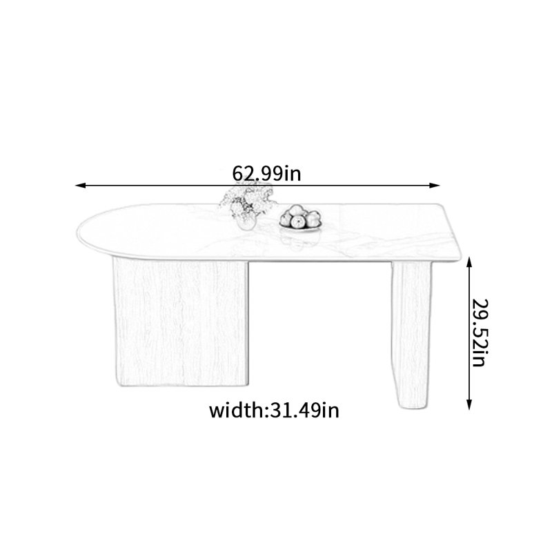 Table de salle à manger Modern, H 29,52 po x L 62,99 po x l 31,49 po, Gris / Blanc