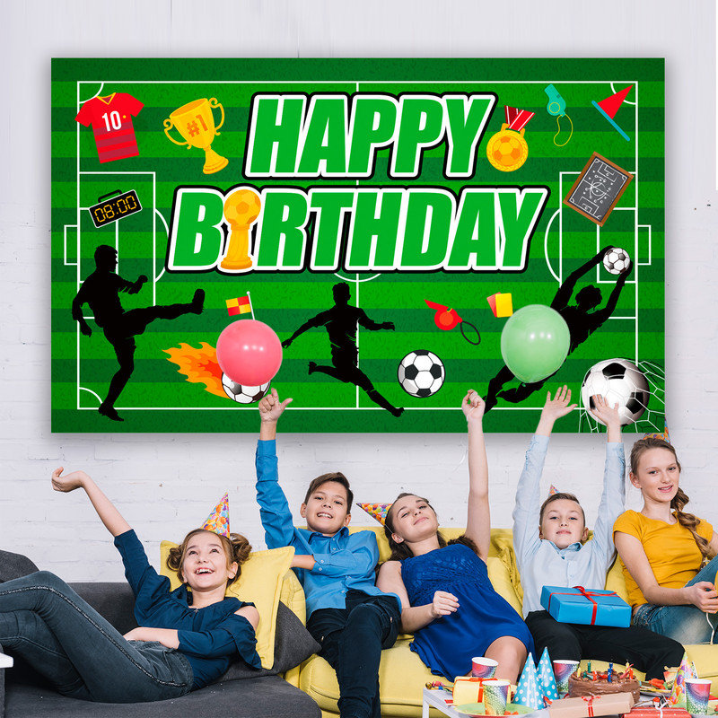 Soccer Backdrop for Birthday Party, 71x43'' Soccer Birthday Backdrop