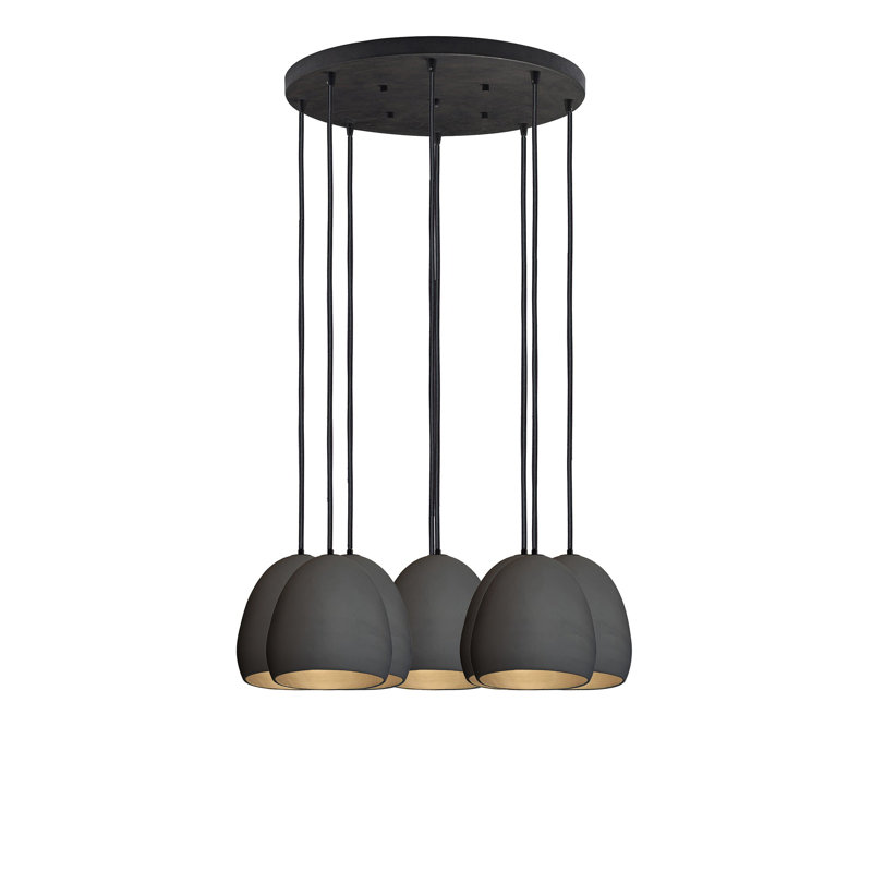 Lustre en forme de dôme à 8 lumières, Noir, DEL, H 96 po
