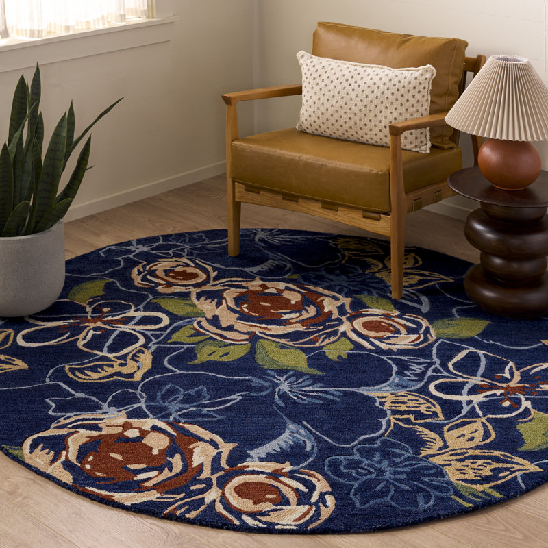 Jardin Hand Tufted Wool; Cotton Floral Indoor Rug, Round 6'