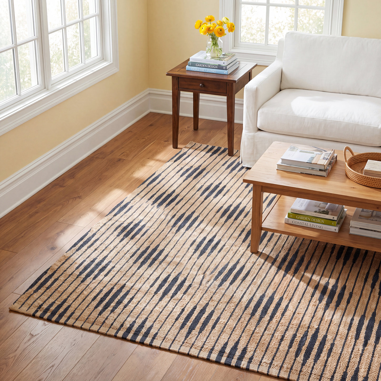 Arabela Brown Black Hand-Woven Jute Rug, Rectangle 9' x 12'