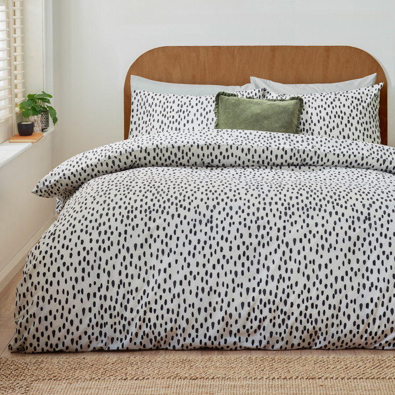 Dottie Cotton Blend Dots Duvet Cover Set with Pillowcases, Double Duvet Cover Set + 2 Standard Pillowcases