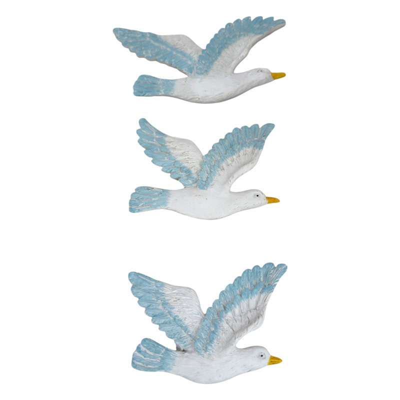 Ensemble de 3 figurines de mouettes en vol