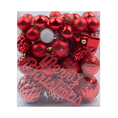 65 Piece Assorted Shatterproof Ball Ornaments Set