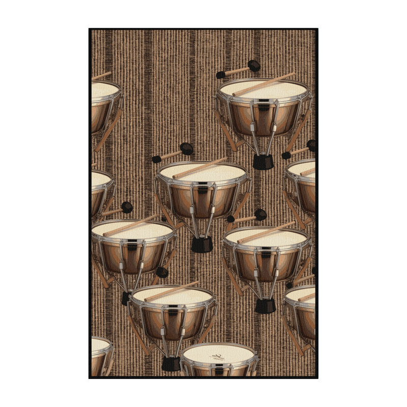 Washable Timpani Music Area Rug, Rectangle 2' x 3'
