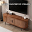 Meuble télé, console télé moderne avec compartiment de rangement et porte coulissante, meuble télé