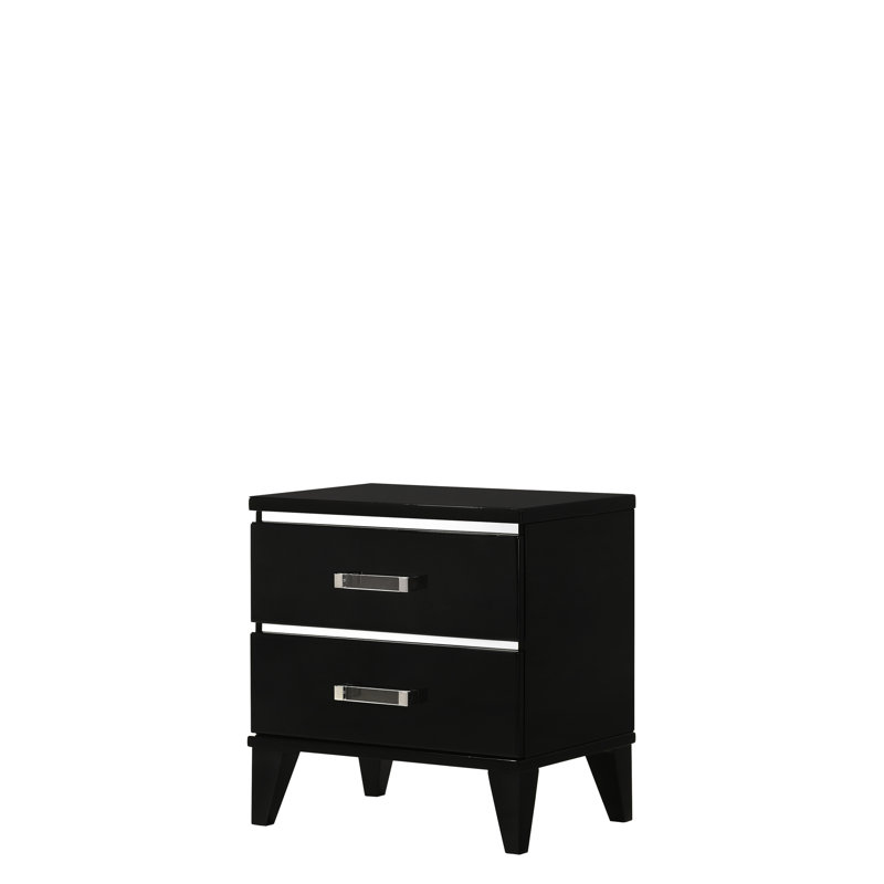 Black Nightstand With Practical Design For Bedroom - Maximizes Functionality Ample Storage Fits Various Styles