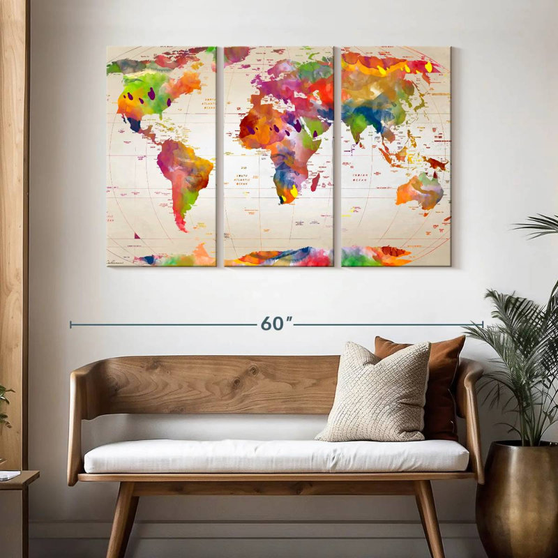 Carte du monde Aliaz II, H 32 po x l 50 po