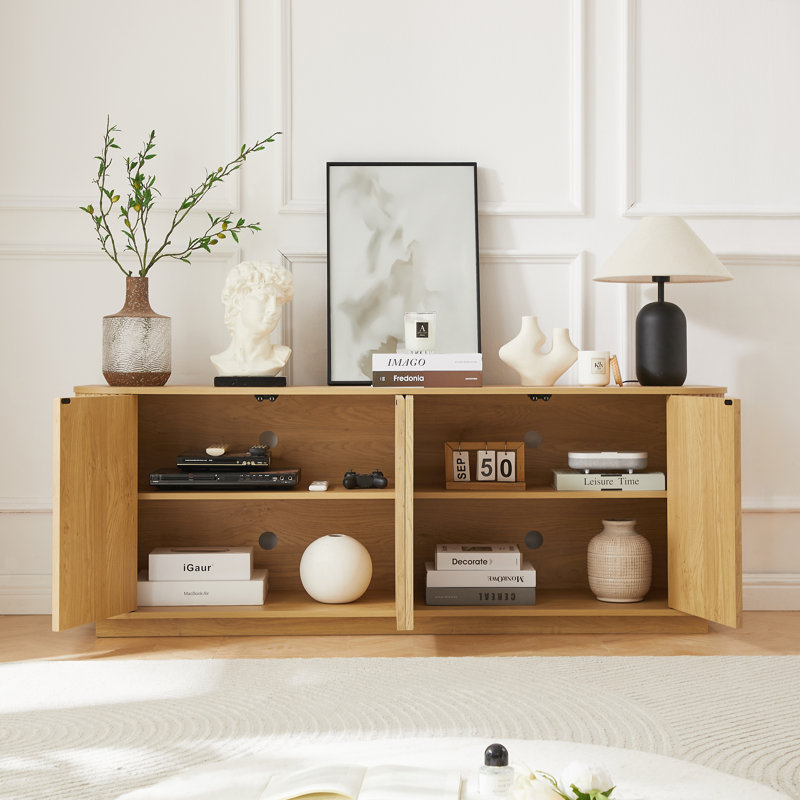 Ebern Designs 64" Vertical-Striped 4-Door Sideboard