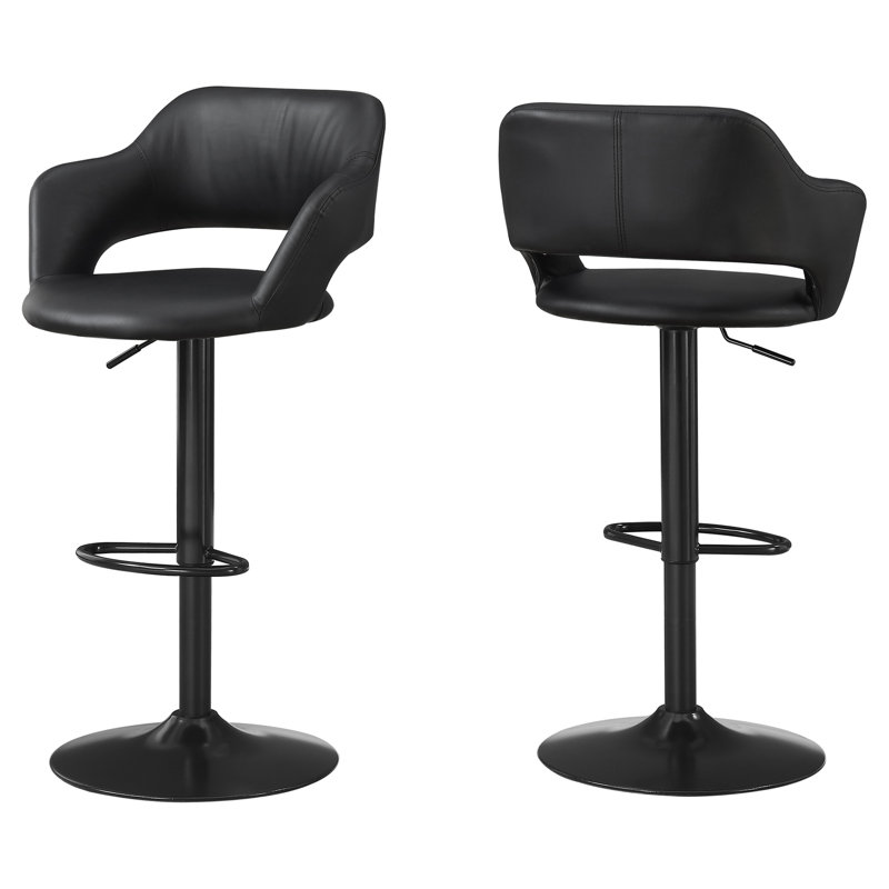 Swivel Upholstered Faux Leather Adjustable Height Counter Stool, Black