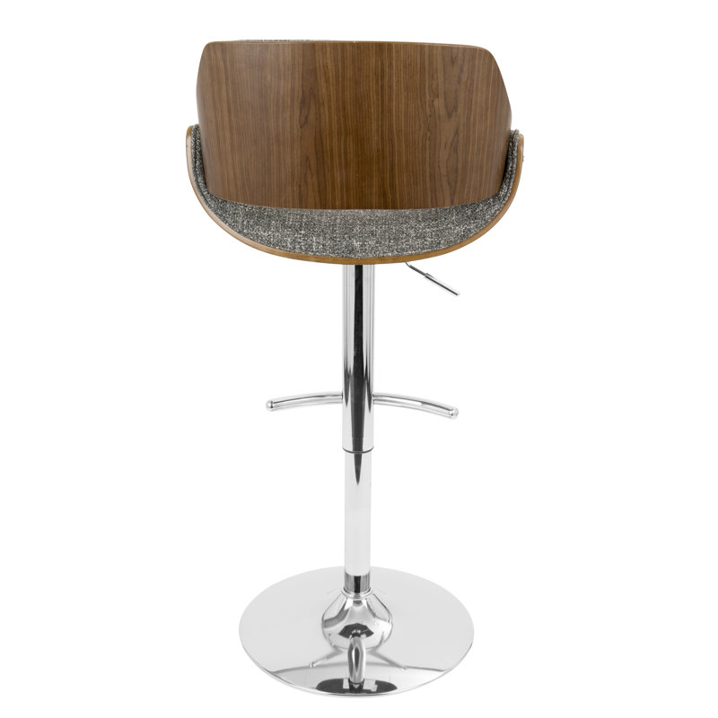 Ensemble de 3 tabourets pivotants réglables de style Mid-Century avec base chromée et détails noyer, 3