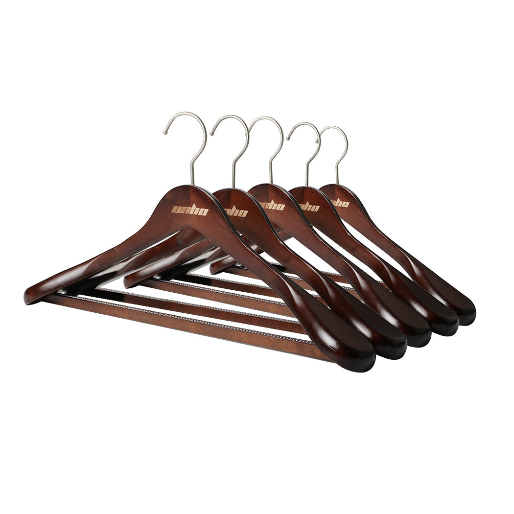 6-Pack Wide Shoulder Wooden Suit Hangers - Black by Casafield