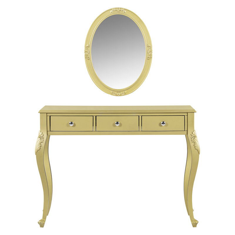 Meuble-lavabo de luxe avec miroir ovale, Doré