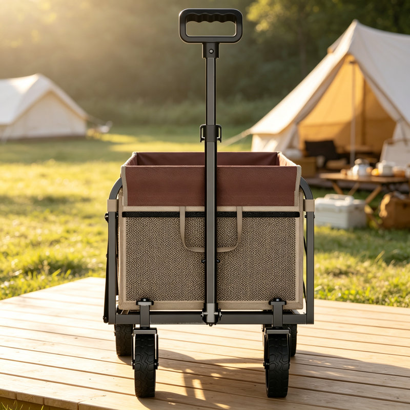Convertible Folding Camping Wagon Cart, Beige Brown