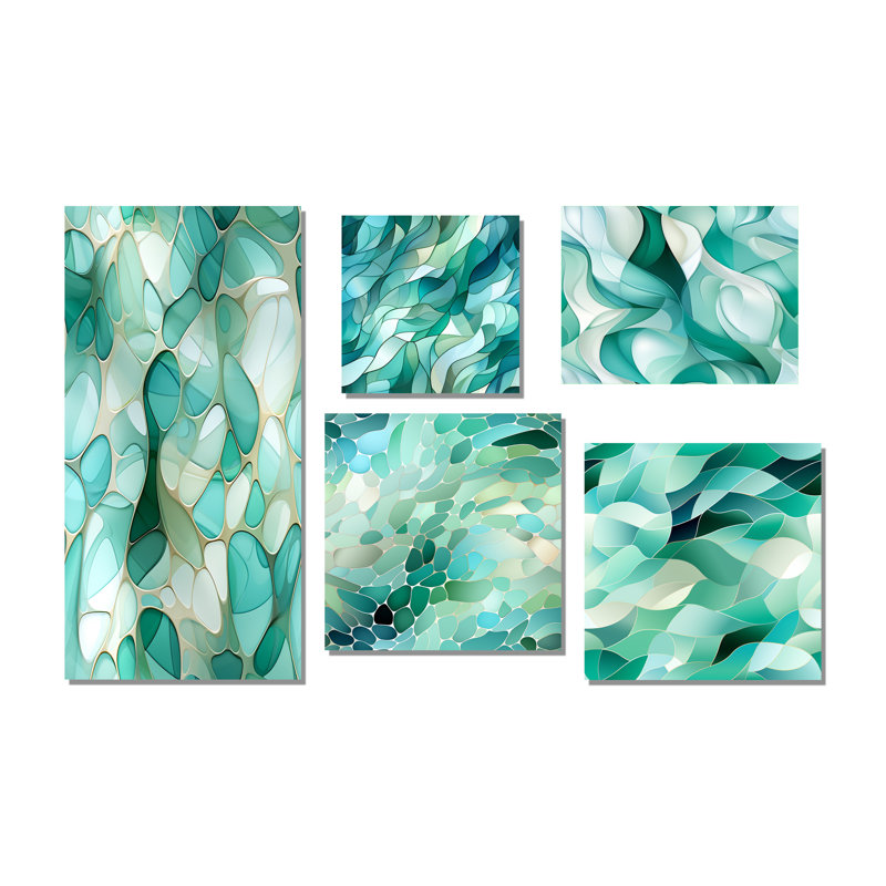 Cosmas - ensemble de 5 reproductions d'art abstrait, Toile tendue