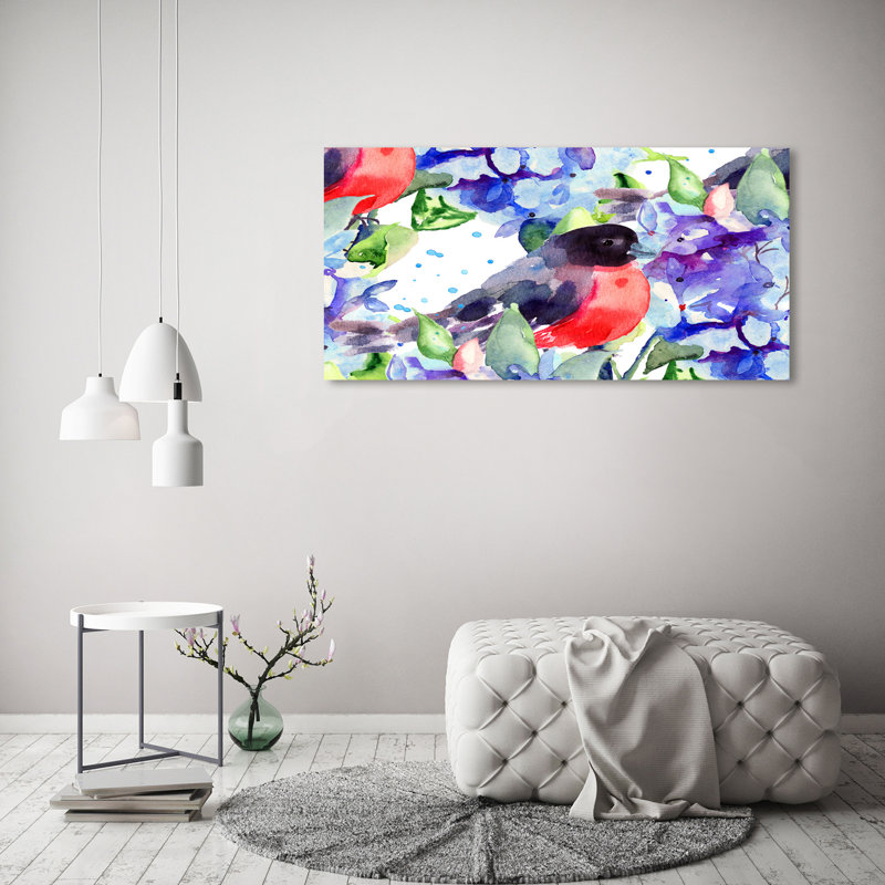 Bird And Flowers - Wrapped Canvas Print