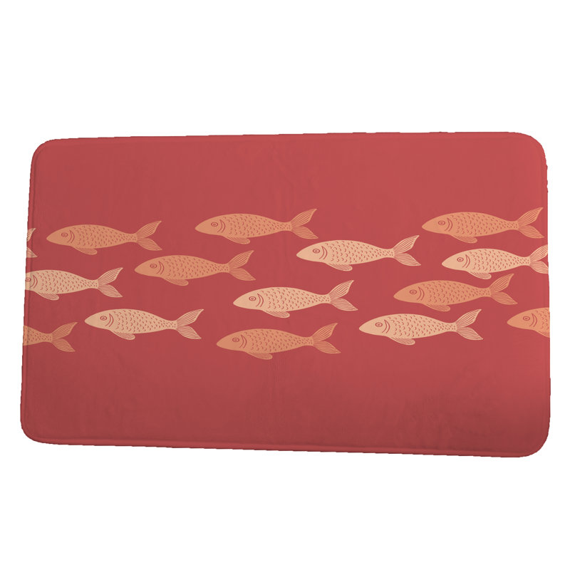 Dooley Non-Slip Bath Mat, 34" W x 21" L, Orange