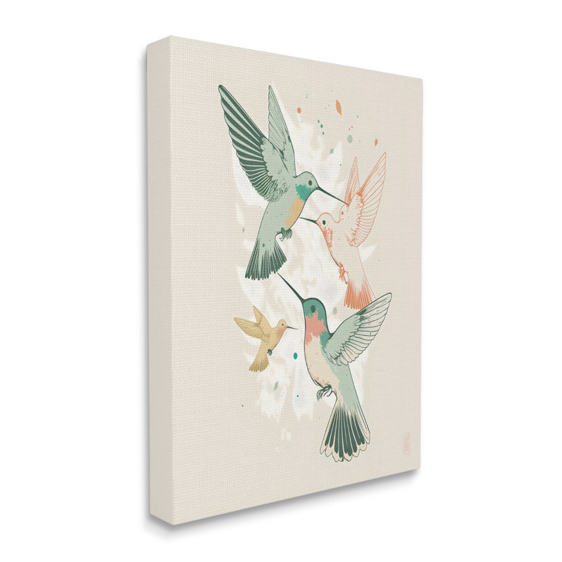Colibris sur fond beige par Ray Powers, Giclée encadrée noir minuit, H 30 po x l 24 po x P 1,5 po