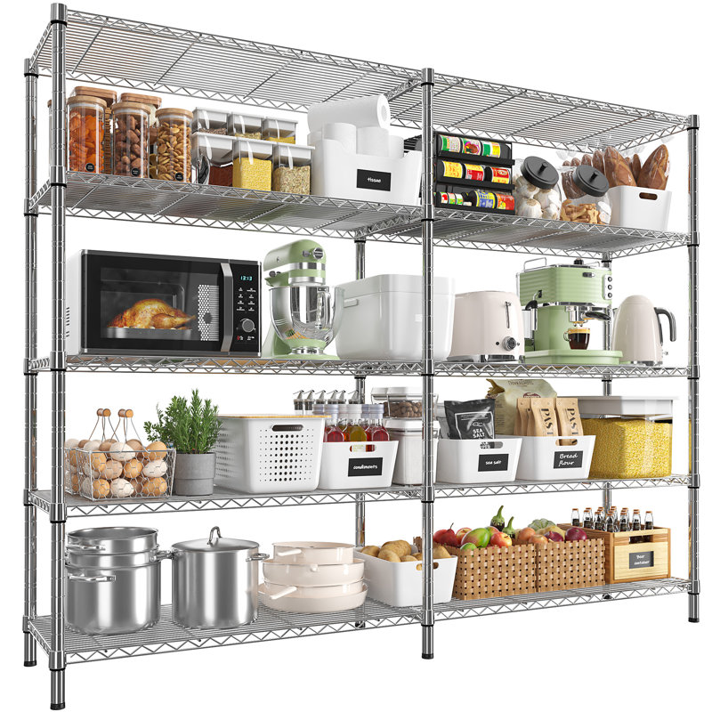 Marlia Steel Height -Adjustable Storage Rack Heavy Duty Shelving Unit 2 Installation Type, Chrome