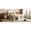 Grand lit plateforme pour animaux de compagnie avec coin repas sous le lit, cadre robuste, beige-133471281