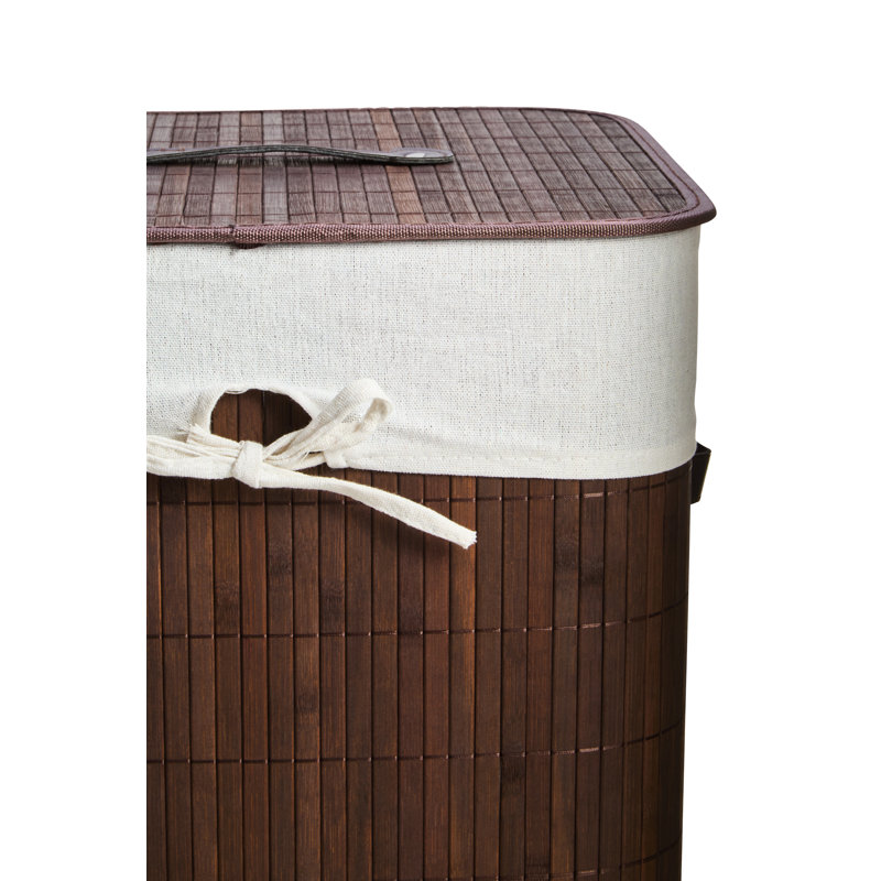 Kankyo Bamboo Laundry Hamper with Handles, Dark Brown