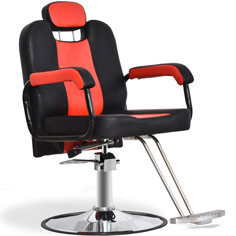 Hydraulic Reclining Barber Chair, Faux Leather Salon Chair