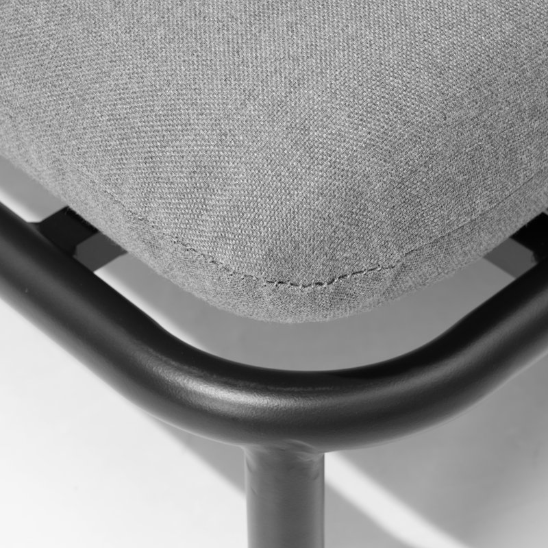 Canapé modulaire d'extérieur 100,4 po en métal, Coussin gris / cadre noir