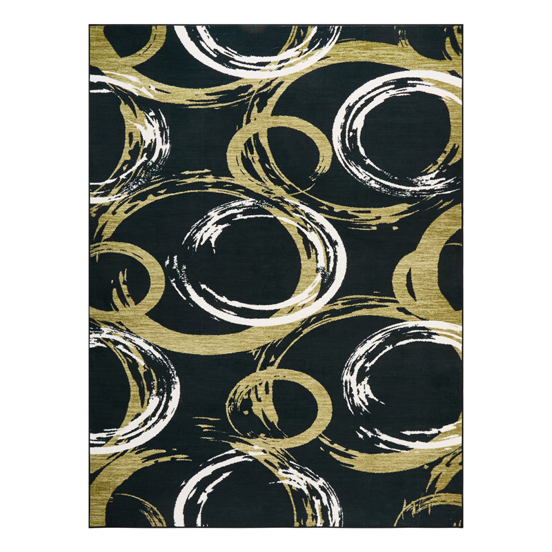Tapis noir Mid Mid Century Modern, Noir