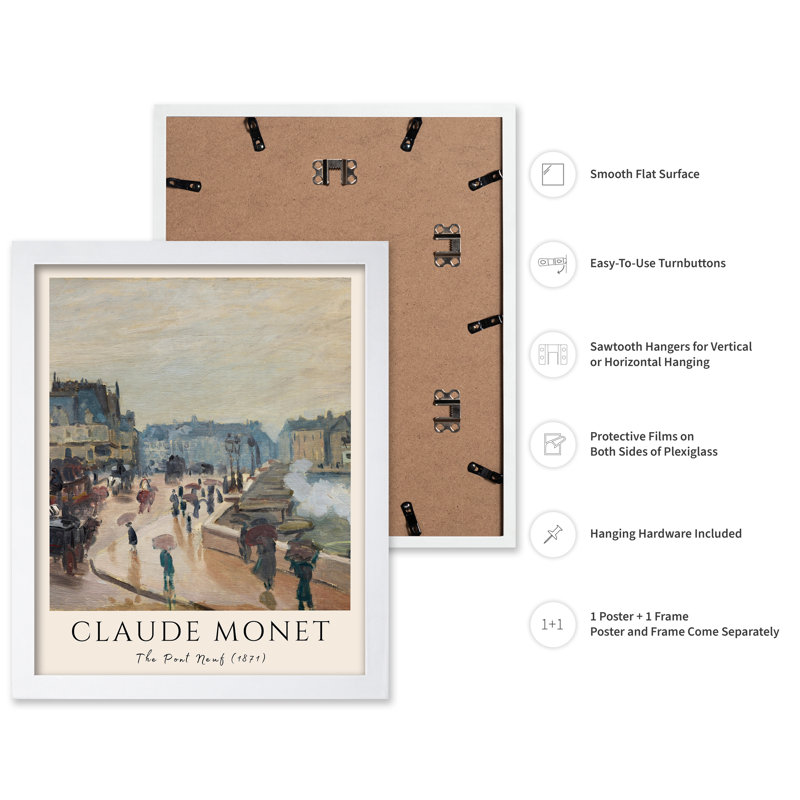 Claude Monet - Pont Neuf, Poster, 18"H x 24"W, White Framed