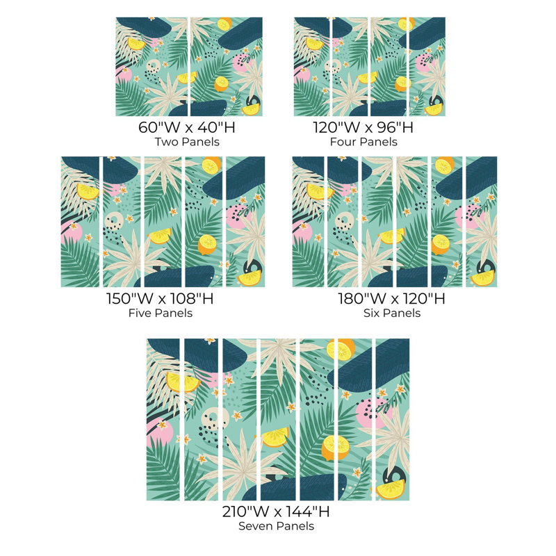 Papier peint de qualité supérieure - feuillage tropical, L 96 po x l 120 po