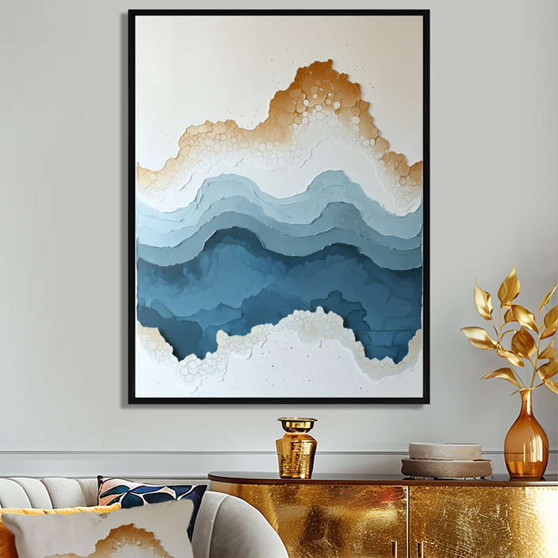 Onnolee Parallel Peaks of Mountain Landscape - Art mural encre liquide, Noir, Reproduction avec cadre flottant