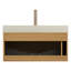 Meuble-lavabo et lavabo de salle de bain NYAH 36 po, armoire de rangement flottante en contreplaqué ultra-mince, tiroir, capteur de lumière, plateau en pierre frittée à motif de travertin et lavabo encastré en céramique, pré-assemblé, grain de bois clair