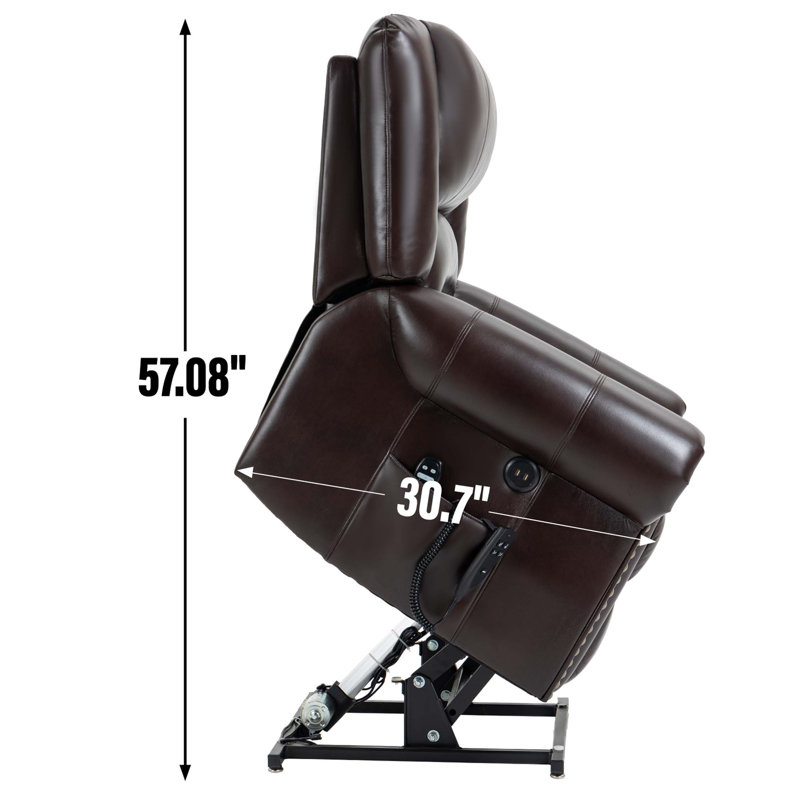 Fauteuil inclinable à deux positions avec massage USB, Similicuir brun antique