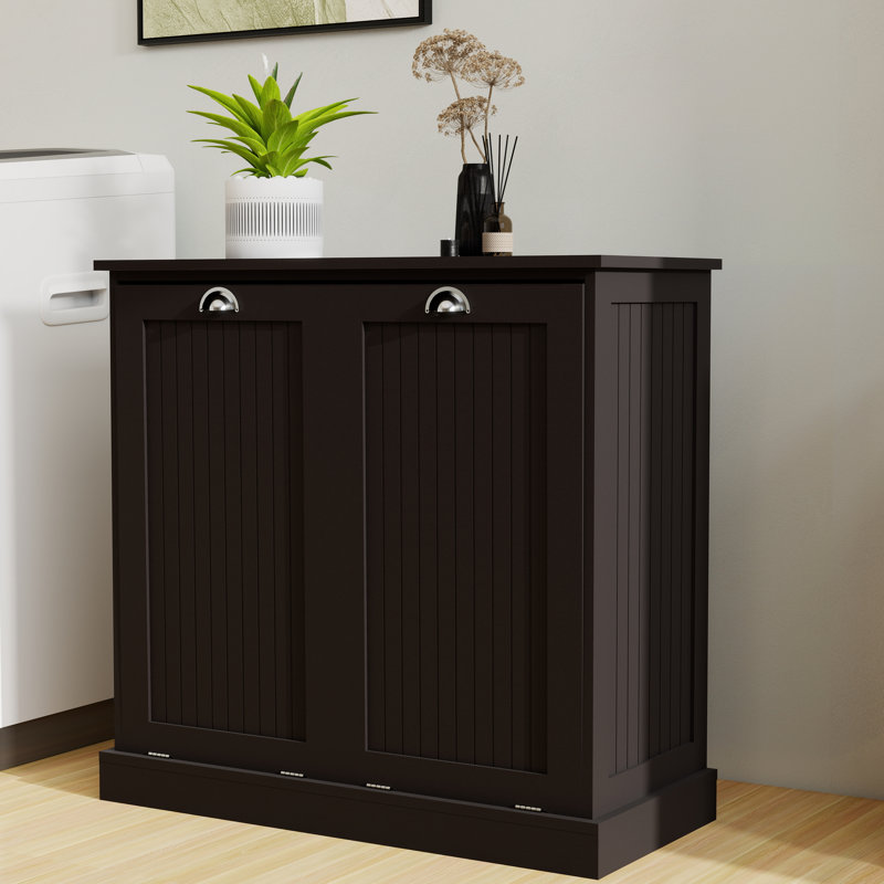 Armoire à linge double inclinable pour la gestion organisée du linge, Brun