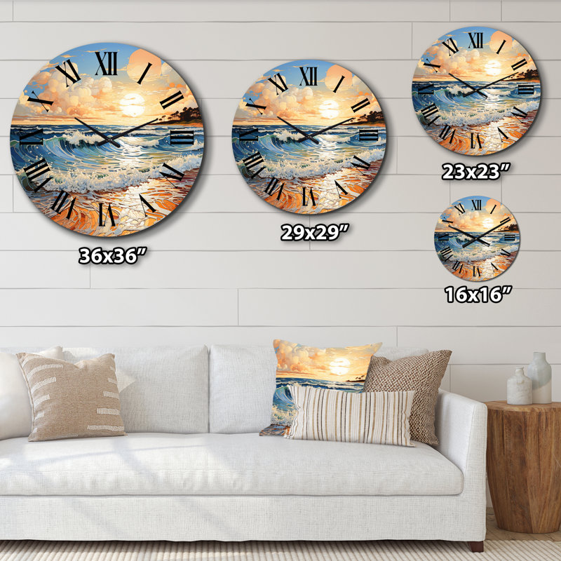Photo de plage Sunkissed Sands III - Horloge murale nautique et plage, Grand