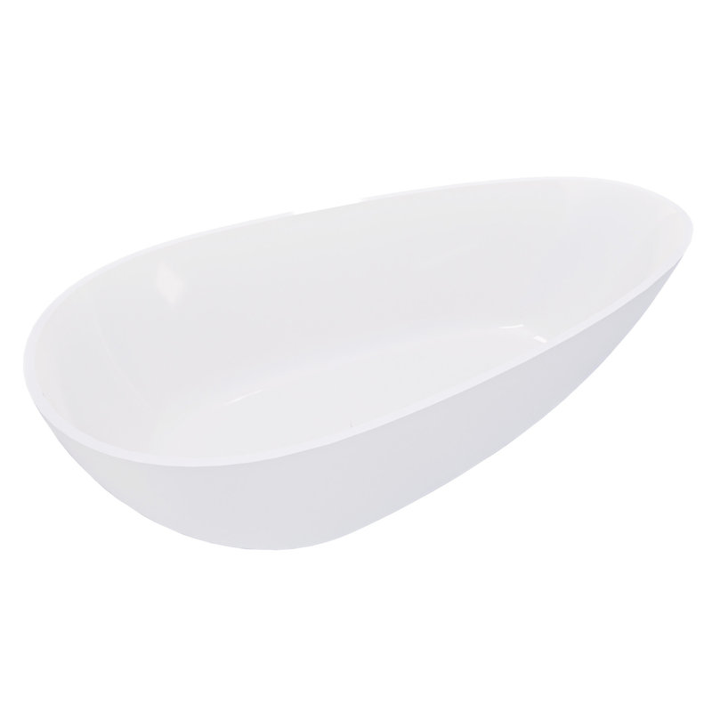59" Freestanding Solid Surface Bathtub, Luxury Handcrafted Stone Resin Freestanding Soaking Bathtub With Overflow And Pop-Up Drain, 24S02-59MW