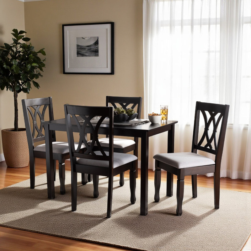 Sessums Dining Set, Gray/Espresso, 5 Pieces: Table, 4 Chairs