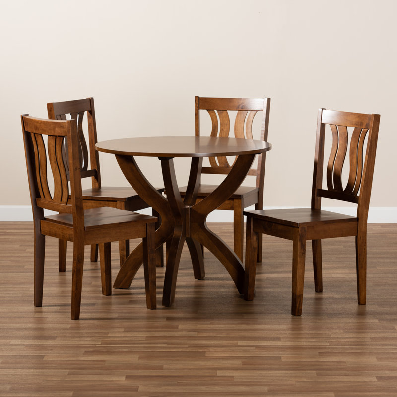 Ensemble de salle à manger 5 pièces Felix au fini brun noyer moderne et contemporain, H 37,4 po x l 17,9 po x P 19,9 po