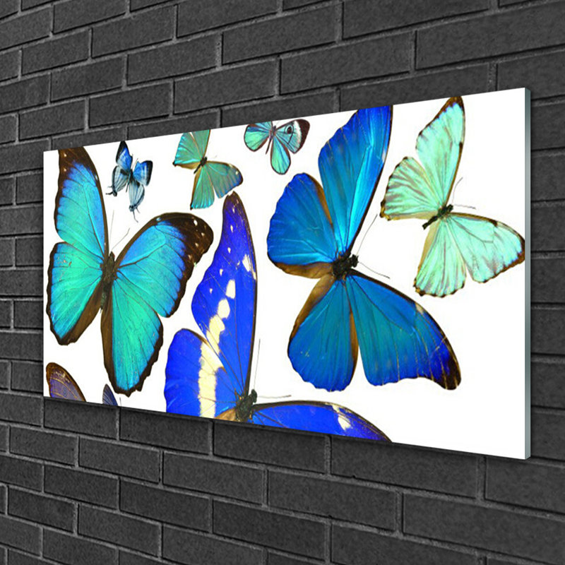 Glass Print Wall Art 100X50cm Image Printed On Glass Decorative Wall Picture Behind Toughened / Tempered Safety Real Glass For Kitchen & Living Room Theme: Butterfly Nature