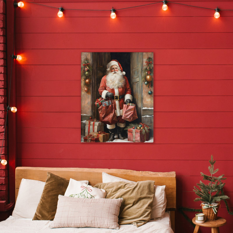 Père Noël sur toile, par Jo Moulton, H 40 po x l 30 po