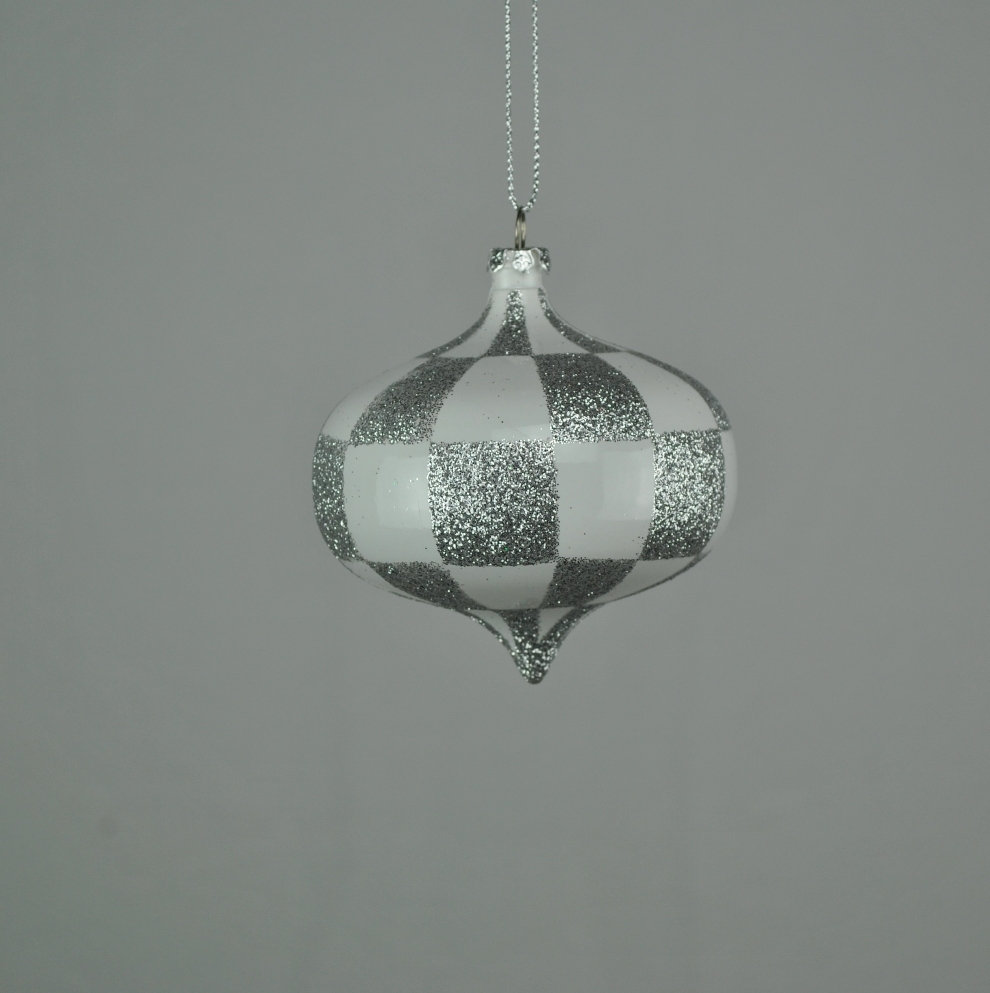 4" Tree Decor, White/Silver