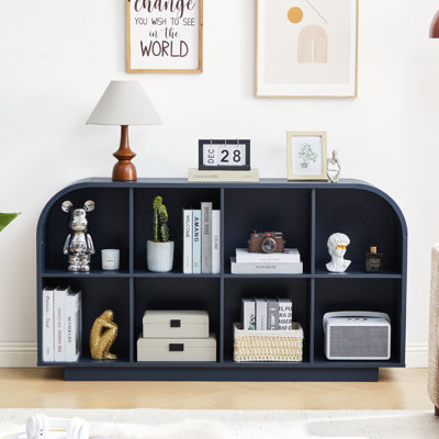 Curved 2 Tier Modern  Bookcase with 8 Cubes